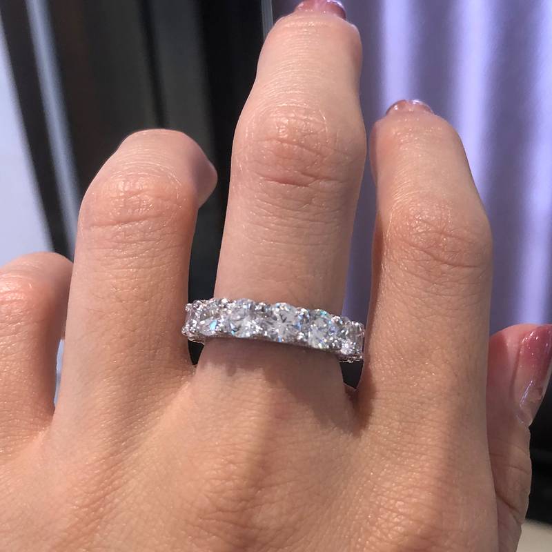 50分单粒排戒S925银镀白金定制选款主副石Moissanite7.56ct